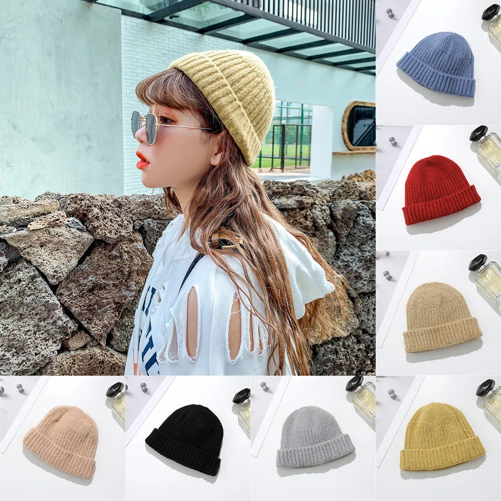 Simple Solid Color Unisex Winter Cap Headgear Warm Hat For Men And Women Ear czapka zimowa Warm Hat bonnet femme hiver#20