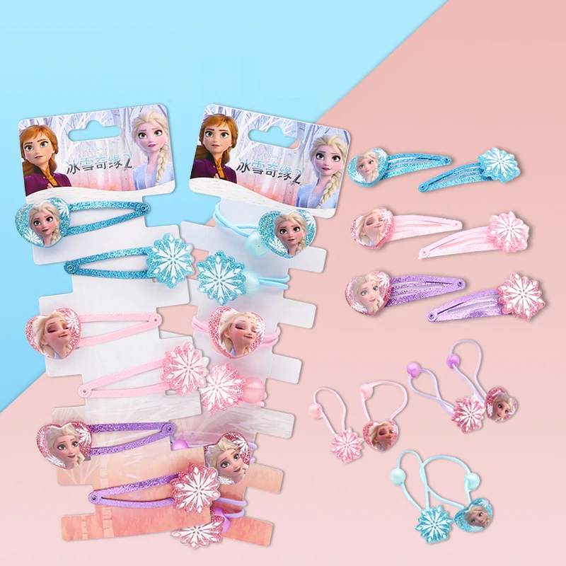 Disney Frozen 2-horquilla de princesa de dibujos animados para niña, accesorios para el cabello de Elsa, tocado para niña, Clip LATERAL, Clip de plástico