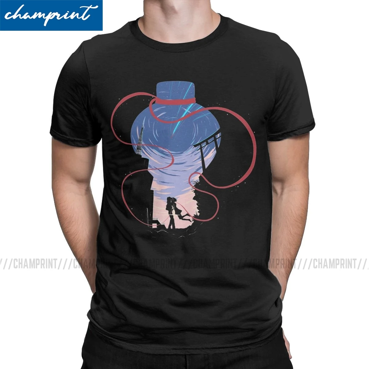 Unmei No Akai Ito T Shirts Men Kimi No Na Wa Anime Your Name Japanese Manga Humor Tee Shirt Round Collar T Shirt Summer Clothing T Shirts Aliexpress