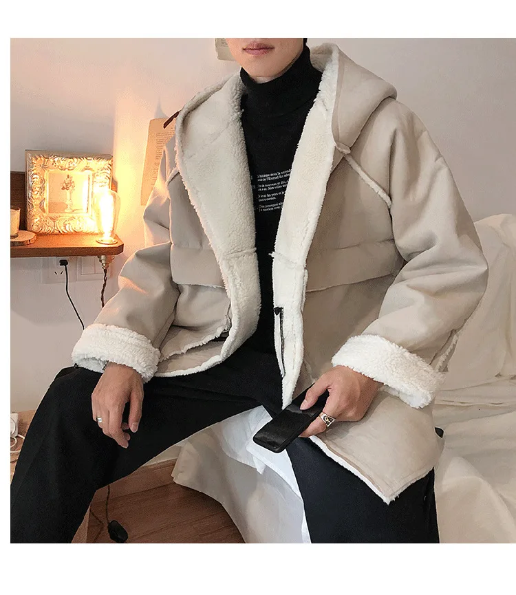 Lamb Wool Fleece Winter Nice Quality Jacket Men Thick Warm Parka Windproof Streetwear Hip Hop Student Clothes Korean Coat