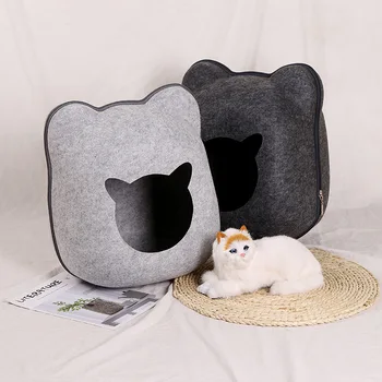 

Felt Cloth Pet Cat Sleeping House Basket Cushion For Cats Small Dogs Bed Mat Kennel Dog Cat Bed Cave Nest Kennel Pet Supplies