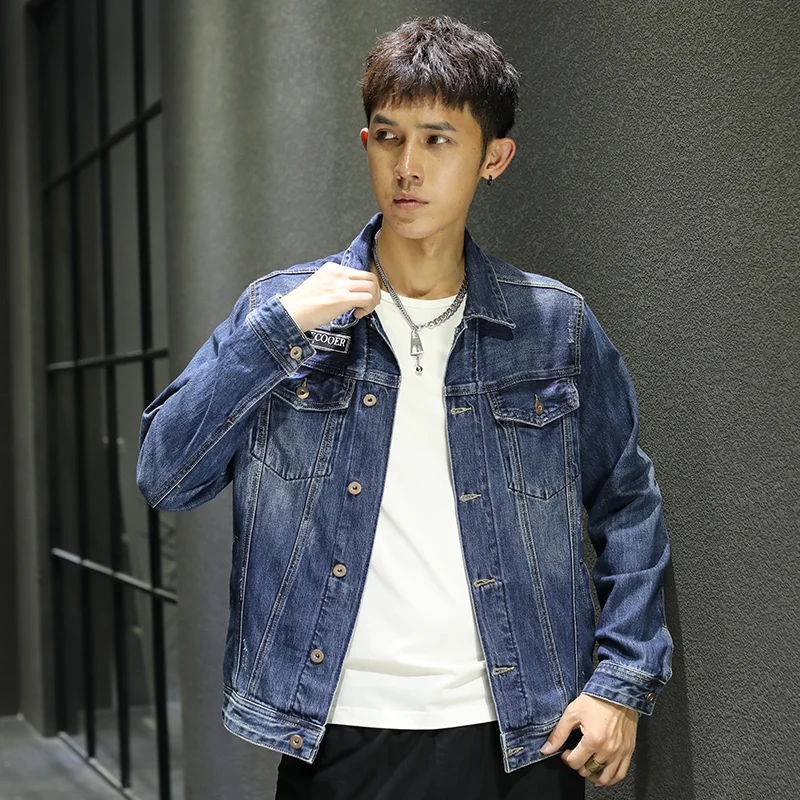 

Mens Denim Jacket Mens Trendy Fashion Bomber Thin Ripped Denim Jacket Male Cowboy Printed Jeans jackets 3XL