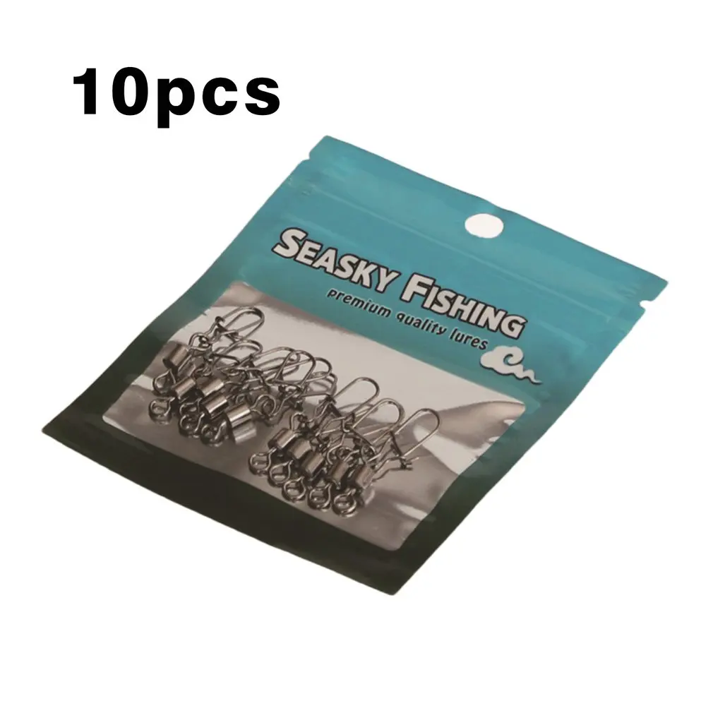 

10Pcs Different Sizes Booms Fishing BBC Ball Bearing Swivel with Double Welded Rings and Coastlock Snaps
