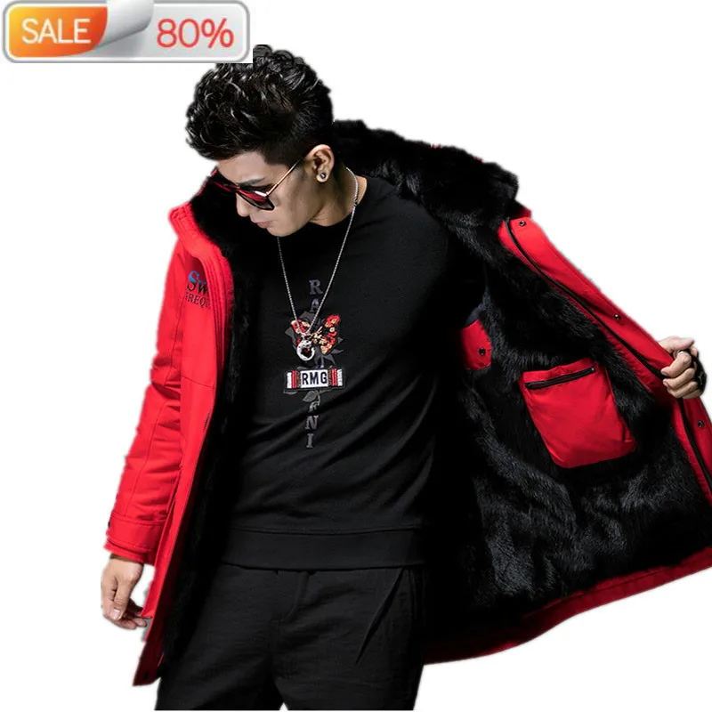 

Real Mink Liner Parka Plus Size Jackets Winter Jacket Men Rabbit Fur Coat Male Hooded Parkas LM15093 ND1195