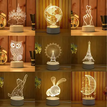 

Creative Night Light Decoration Gifts Indoor Lighting 3D USB Charging LED Atmosphere Home Decor Christmas Xmas Desk Light