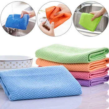 

1pcs fish scale cloth thickened non-marking cloth absorbent glass cloth non-linting kitchen housework cleaning towel