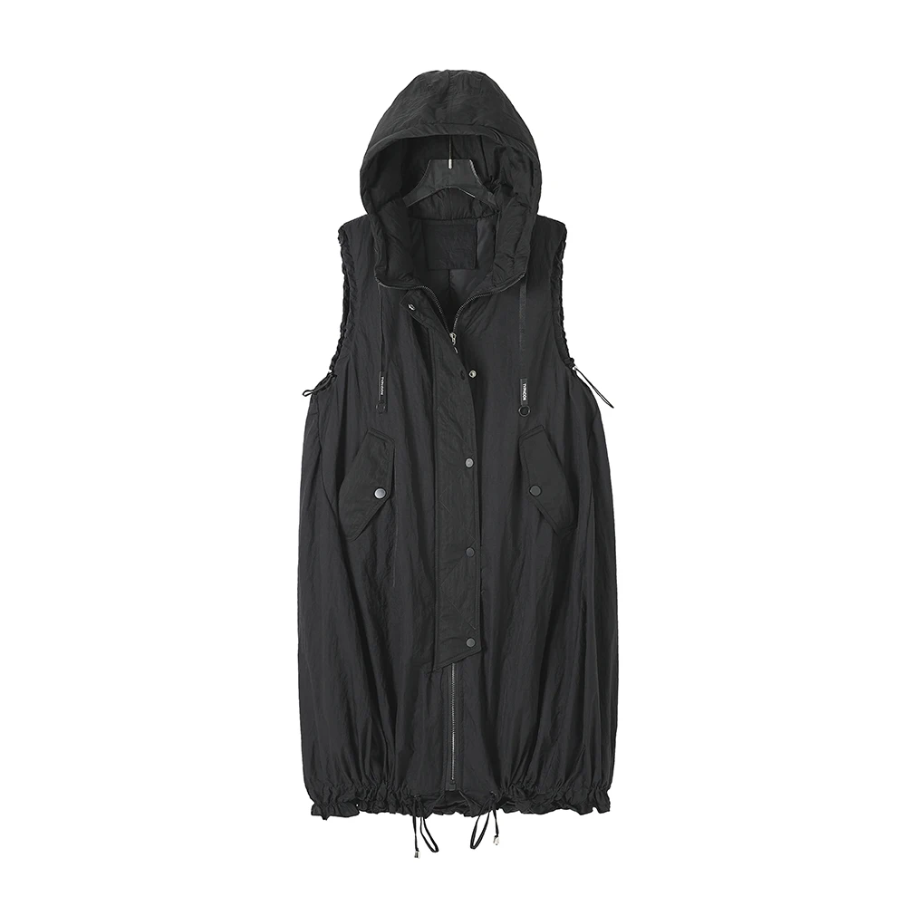 

New Winter 2019 Snow Jackets Coats Sustans Casual Pockets Hooded A Line Thick Sleeveless X Long Zipper Plus Size Women Vest