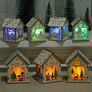 

Hanging Ornaments Wood House Light Wedding Yard Garden Romantic Festival Outdoor Xmas Decor Wood House Super Bright