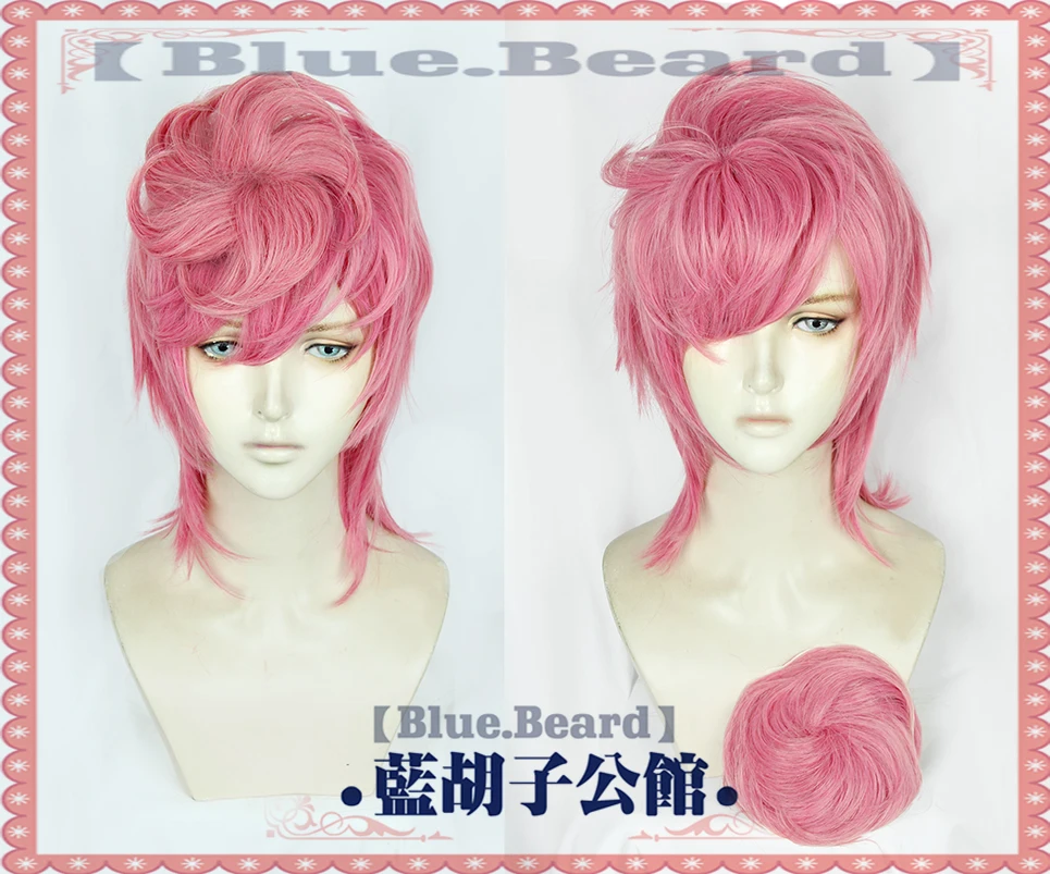 

JoJo's Bizarre Adventure Trish Una Cosplay Wigs High-temperature Fiber Synthetic Hair Pink Short Hair With Bun+ free hair cap