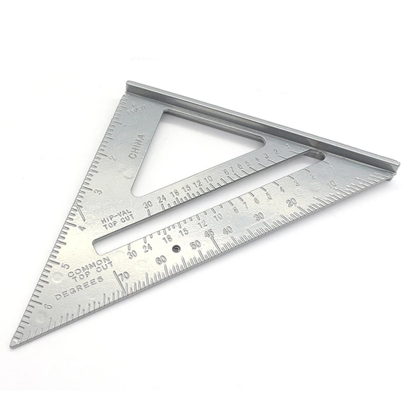 

7'' Aluminum Alloy Measuring Ruler Tri-Square Roofing Angle Protractor Trammel Measuring Tool for Carpenter Woodworking Gauges