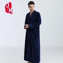 Фланелевый Халат мужской зимний теплый флисовый длинный толстый мужской халат ночные рубашки мужской банный халат Зимний сон L XL XXL XXXL