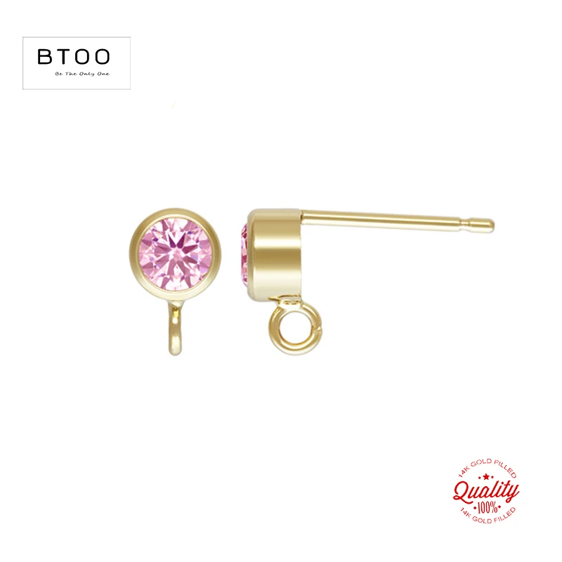 Echter 14K Gold gefüllter Ohrdraht 3MM/4MM AAA CZ Lünette Post Ohrring mit Ring Gold Ohrdraht Schmuckherstellung handgemachte DIY Ohrringe – Detail 31