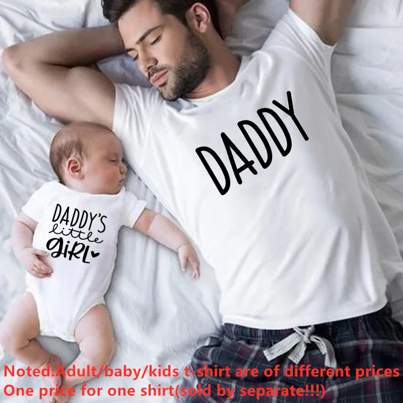 1Pc Daddy and Me Family Matching Clothes Daddy and Daddy's little Girl Tshirt Father Daughter Shirts Dad Daughter Girls Clothes 2