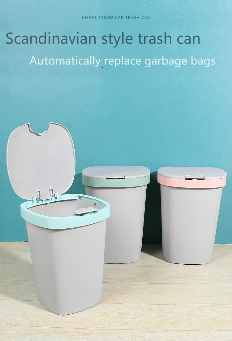 New Automatic Bag-drawing Trash Bin Household Flip Paper Basket Kitchen Trash  Can Bathroom Living Room Simple - Waste Bins - AliExpress