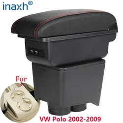 Reposabrazos para Volkswagen Polo 9N 3, caja de almacenamiento de piezas de reacondicionamiento, accesorios interiores de coche, USB, 2002 2009