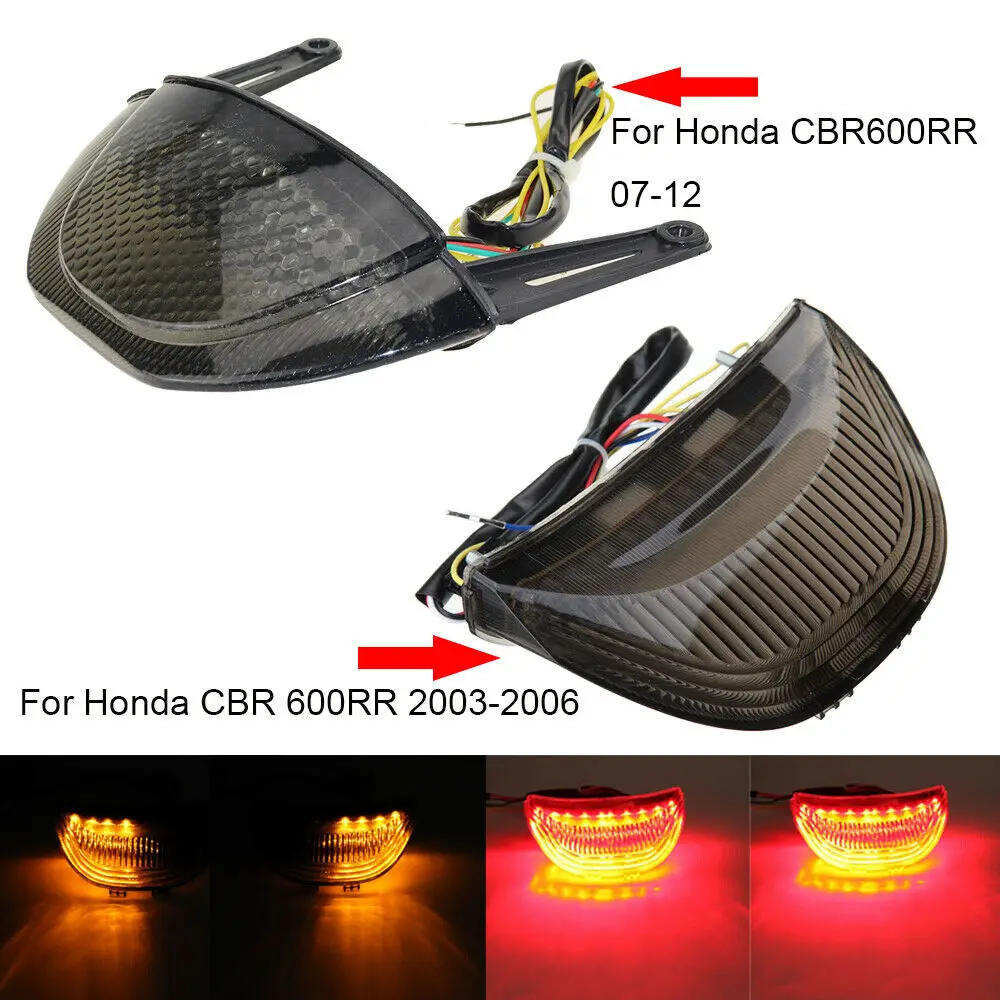 LED Integrated Turn Signals Tail Light For HONDA CBR600RR 2007-2012 08 09 Smoke