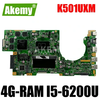 

Akemy New! K501UXM Laptop motherboard For Asus K501UW K501UXM K501UQ original mainboard DDR4 4G-RAM I5-6200U GTX950M-2GB
