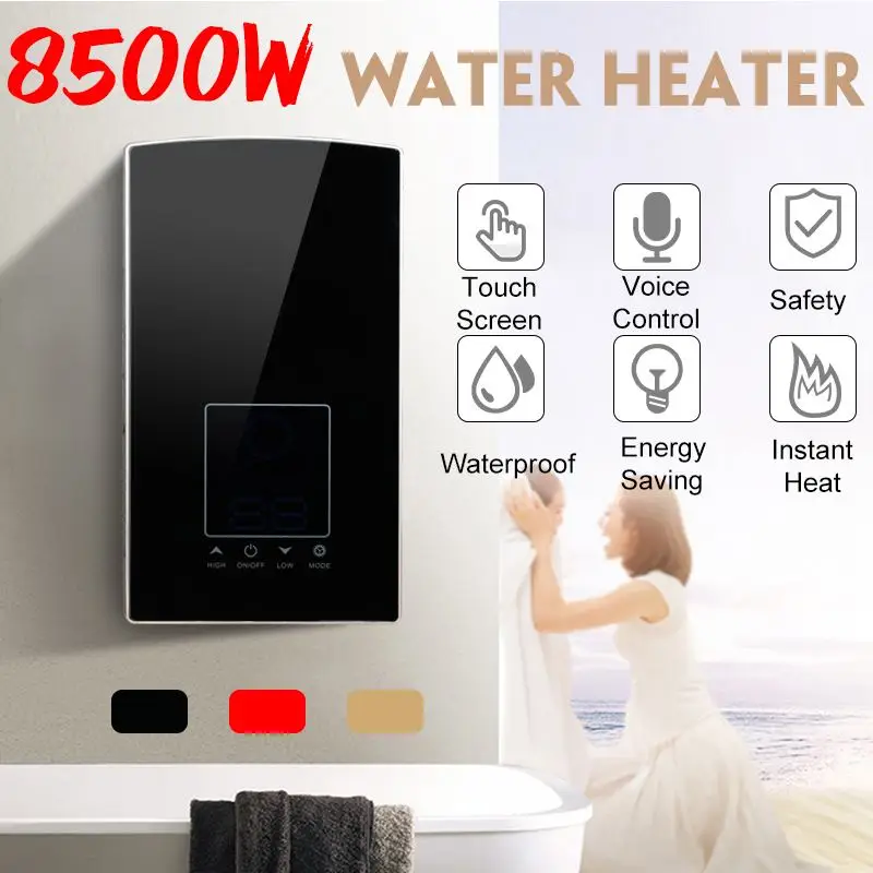8500W 220 V/110 V LCD chauffe eau électrique numérique touchant commande vocale température constante chauffe eau sans réservoir instantané