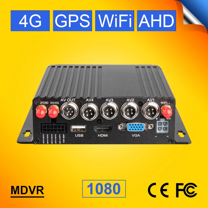 Бесплатная доставка H.264 SD 4G GPS трекер Wifi 4CH AHD Автомобильный видеорегистратор