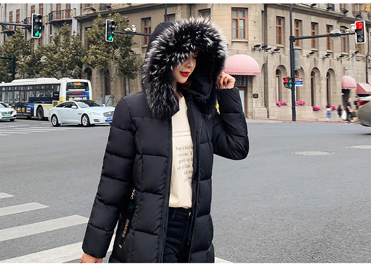 X-Long новая мода большой мех Женская зимняя куртка с хлопковой подкладкой теплая утепленная женская куртка длинные пальто парка женские куртки