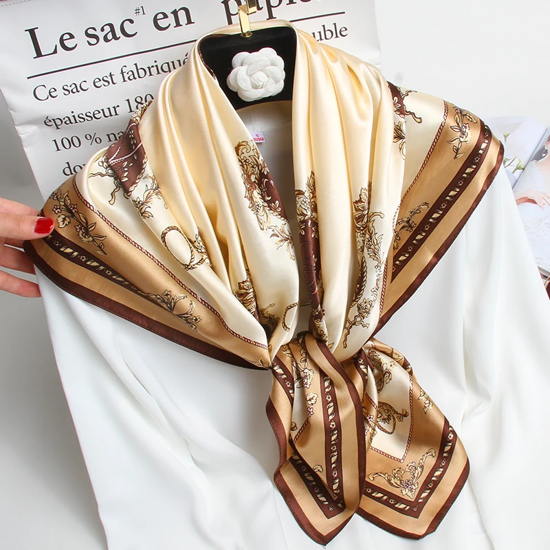 Шелковый квадратный шарф 90*90 см женский бренд Ханчжоу чистый шелк бандана обертывания для женский платок настоящий квадратный шелковый шарф