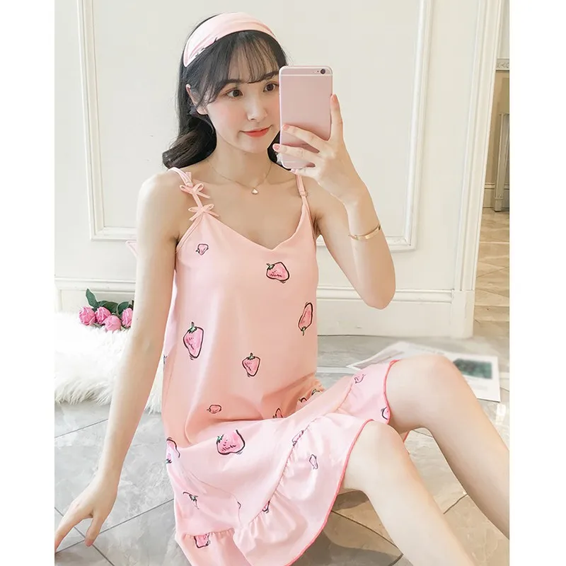 Pink 2 EFINNY с хлопковым подкладом; Ночная рубашка и симпатичным принтом; Детское Белье для сна, одежда для сна, для девочек ночная рубашка - Цвет: Pink 2