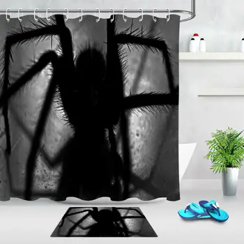 

Huge Spider Shadow Polyester Fabric Shower Curtain Set Bathroom Hooks