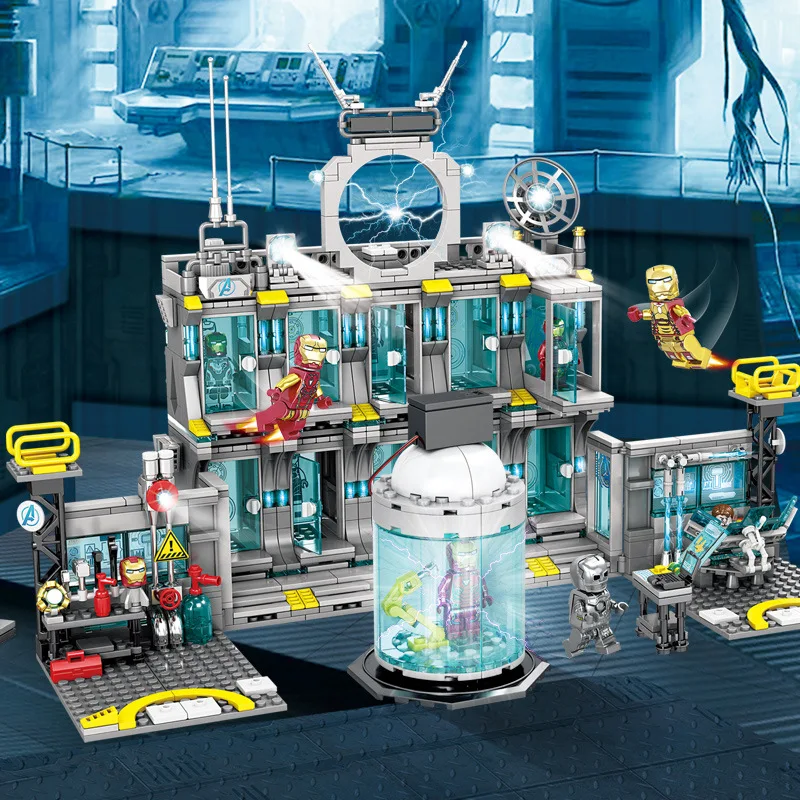 

2019 Marvel Avengers Endgame Super Heroes Avengers Tower Iron Man Underground Laboratory Model Building Blocks Bricks Kids Toys