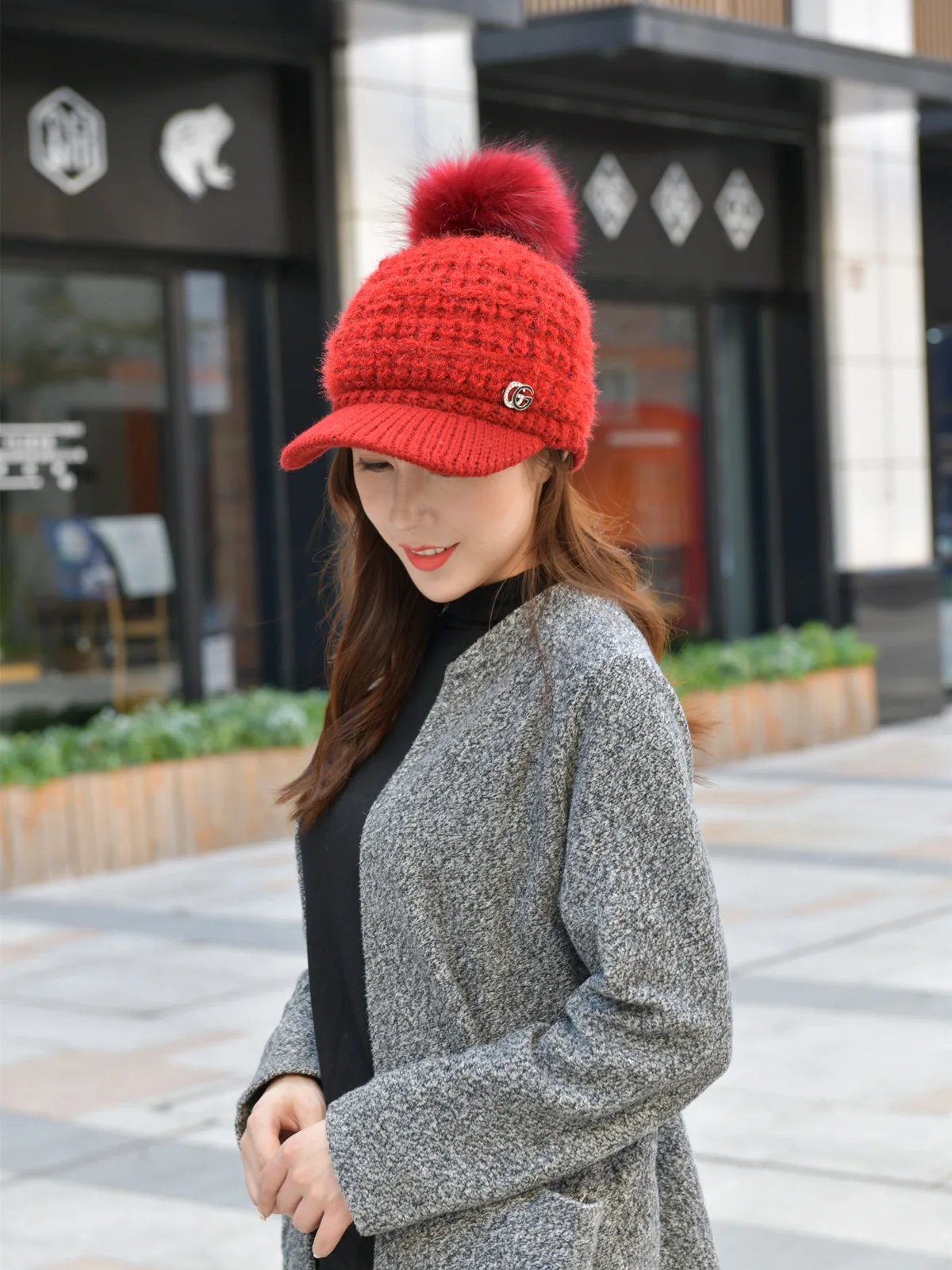 Hats Woman Increase Down Thickening Keep Warm Gg Mark Solid Color Earmuffs Peaked Cap Knitting Wool Hat Beret
