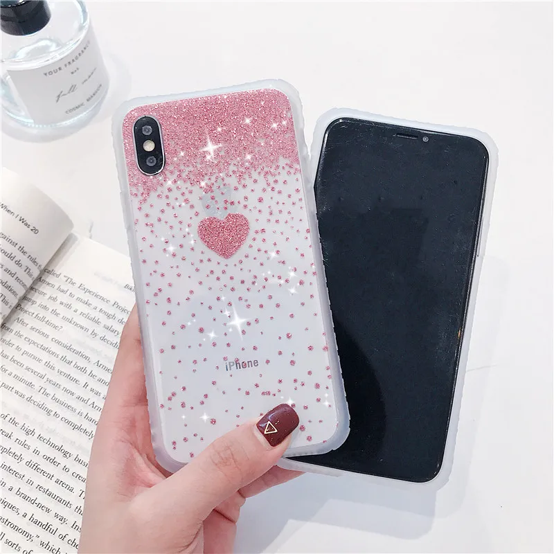 Яркий чехол с сердечками для iPhone 11 12 Pro Max прозрачный телефона Iphone 7 Plus 8 X Xs Xr