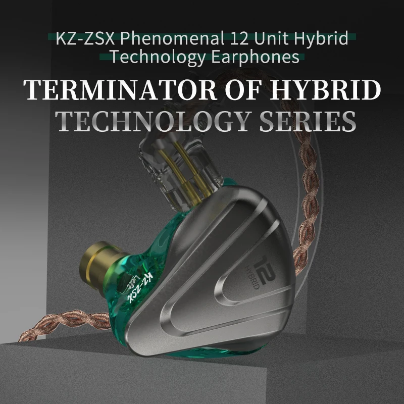 Terminator de Fone de Ouvido de Metal Cancelamento de Ruído Monitor de Fone 5ba + 1dd Unidades Híbrido Hifi Bass kz Zsx 12 - Image 3