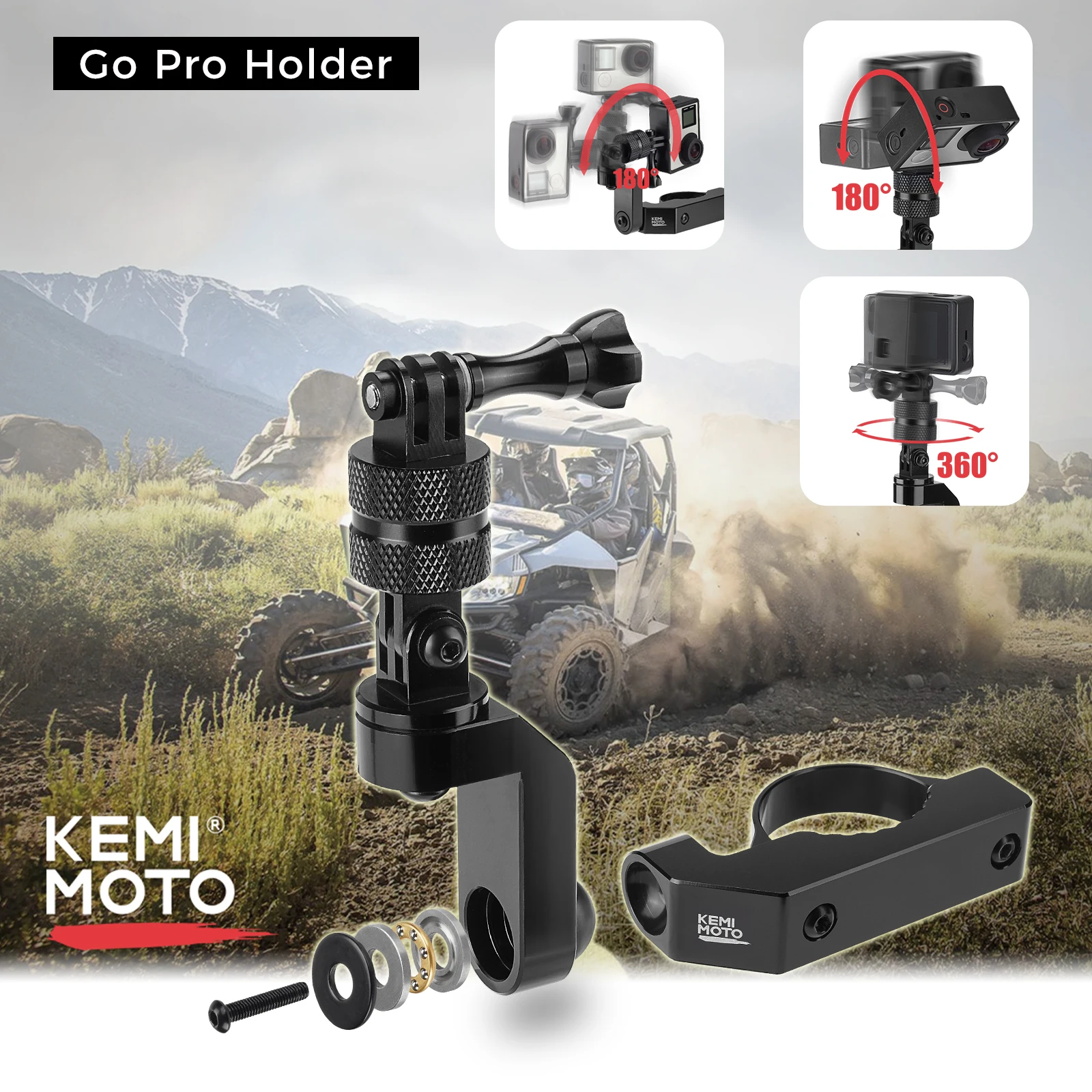 Utv 1.65-2 "Supporto Per Fotocamera Per Go Pro Hero Per Cfmoto Compatibile Con Polaris Rzr 800 900 1000 Xp Per Can-Am Maverick X3