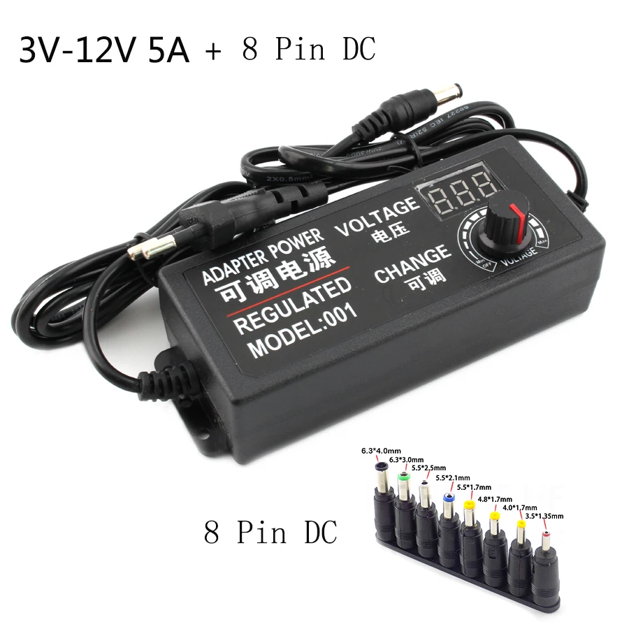 Universal Adjustable Power Supply Adapter with Display Screen