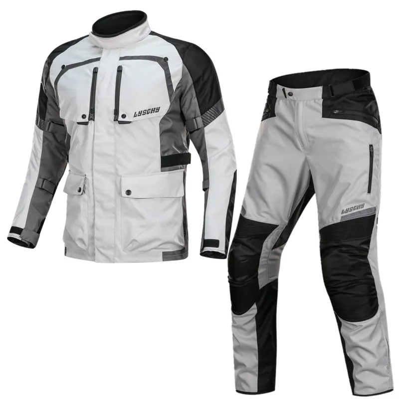 LYSCHY мотоциклетная куртка для верховой езды ветрозащитная полная защитная Экипировка Броня осенне-зимняя мото одежда - Цвет: LY-502602 Suit Gray