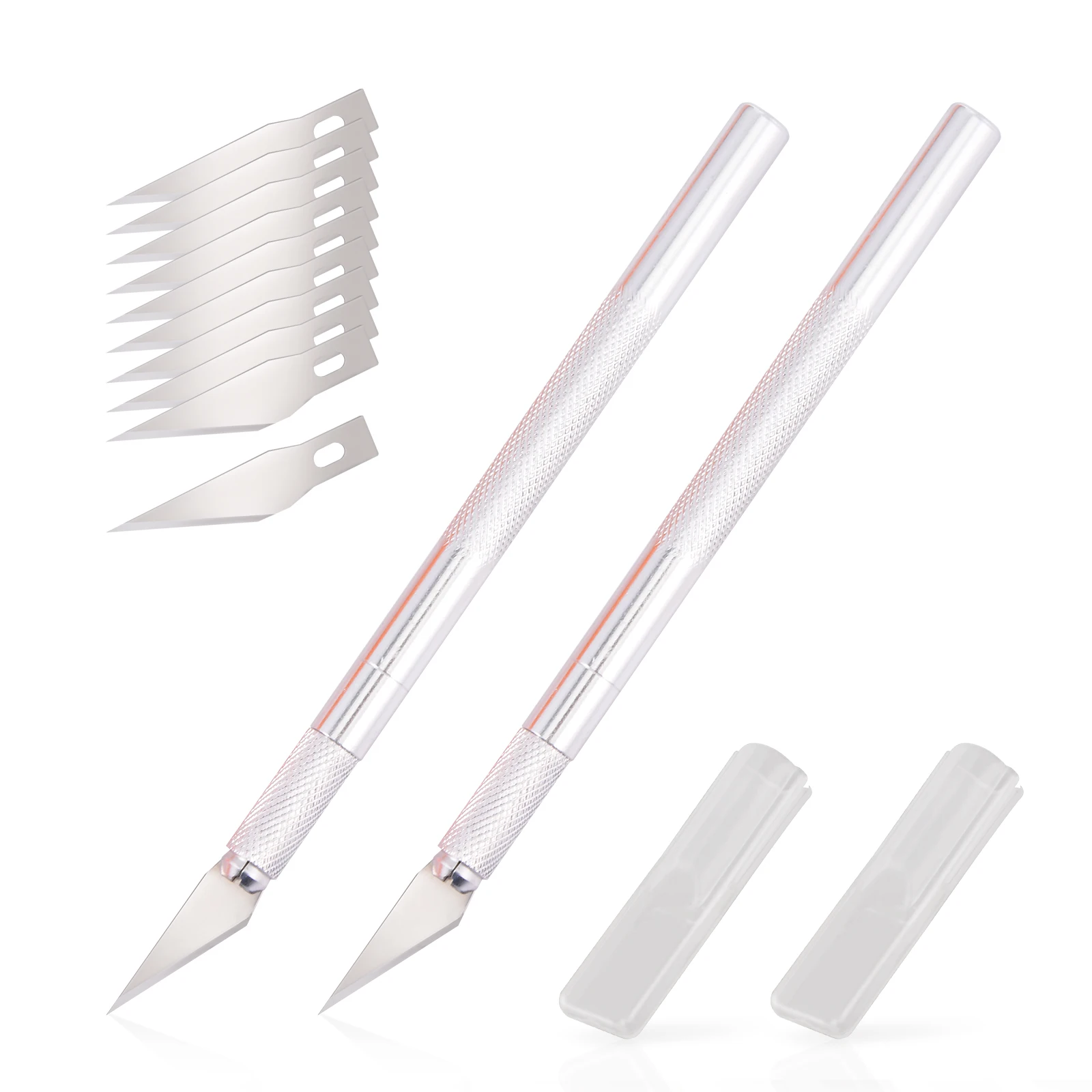 EHDIS 2pcs Metal Steel Handle Scalpel Knife With 10pcs Spare Razor Blades DIY Art Knife Vinyl Film Car Wrap Paper Cutting Tool