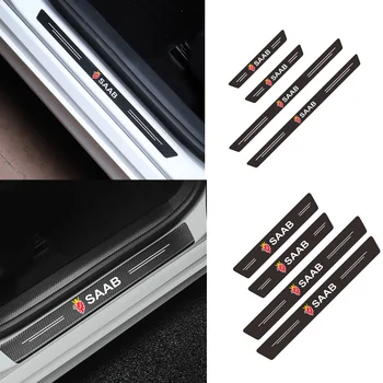 

Car styling 4PCS Door Carbon Fiber Sill Scuff Plate Decor Sticker For Saab 93 95 Saab 9-3 9-5 900 9000 Accessories