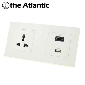 

Atlectric Universal Standard Plug Wall Socket HDMI HD USB TV Port Socket Wall Power Socket Plastic Panel Electrical Outlet