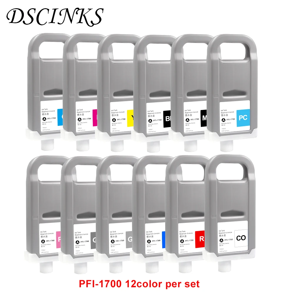 

12color-set PFI 1700 100% compatible ink cartridge PFI-1700 for Canon Pro 2000 4000 4000s 6000 6000s printer with dye ink chip