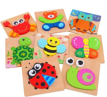 Montessori Materials Children Jigsaw Board Educational Wooden Toys For Toddlers Puzzle Tangram Cartoon Owl Baby Toys 0-12 Months 1