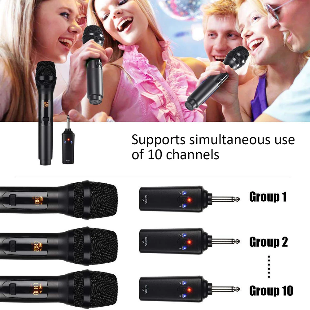 2pcs K380S Wireless Microphones USB Rechargeable