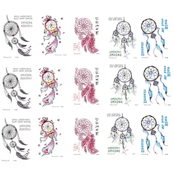 

15 pcs Waterproof Temporary Tattoo Sticker DIY Dreamcatcher Temporary Stickers Cute Tattoo for Kids Women Man Body Art