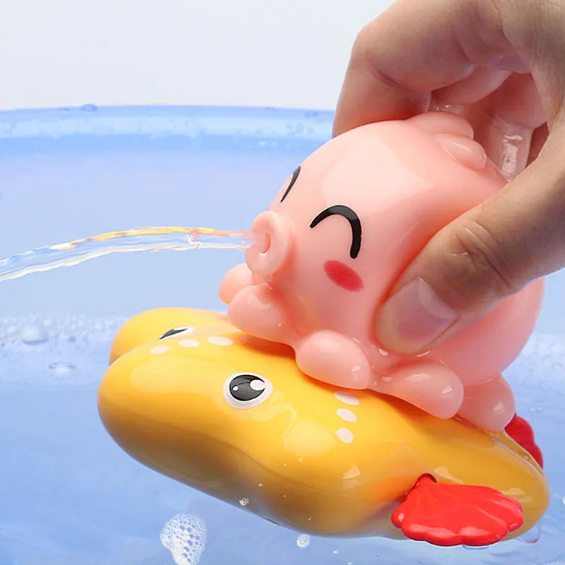 Baby Montessori Bath Toys Animal Cute Cartoon Octopus Dolphin Classic Baby Water Toy Infant Swim Chain Clockwork Toy For Kid cute cartoon animal tortoise classic baby water toys infant swimming whale sprinkler duck kids baseketball bath toys gifts