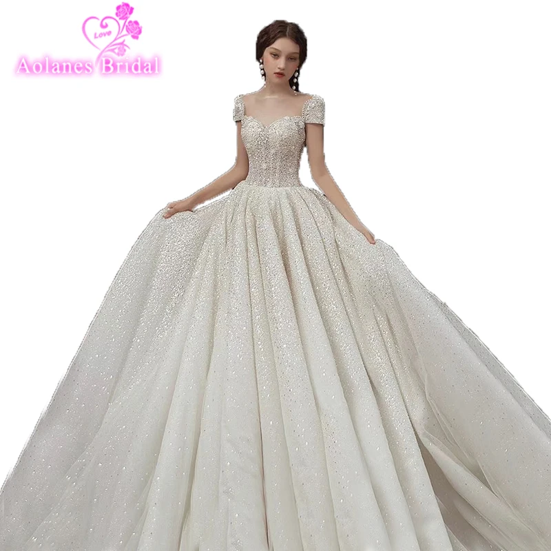 Блестящее свадебное платье с открытыми плечами, шикарное кружевное свадебное платье, турецкое свадебное платье на заказ, бальное платье, Пышные свадебные платья