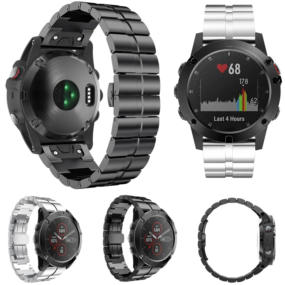 Роскошный быстросъемный ремешок из нержавеющей стали для Garmin Fenix 5X Plus наручных