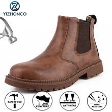 YIZHONCO – bottes de sécurité en caoutchouc Anti écrasement pour homme, chaussures de sécurité à la mode, bottes de travail antidérapantes, automne
