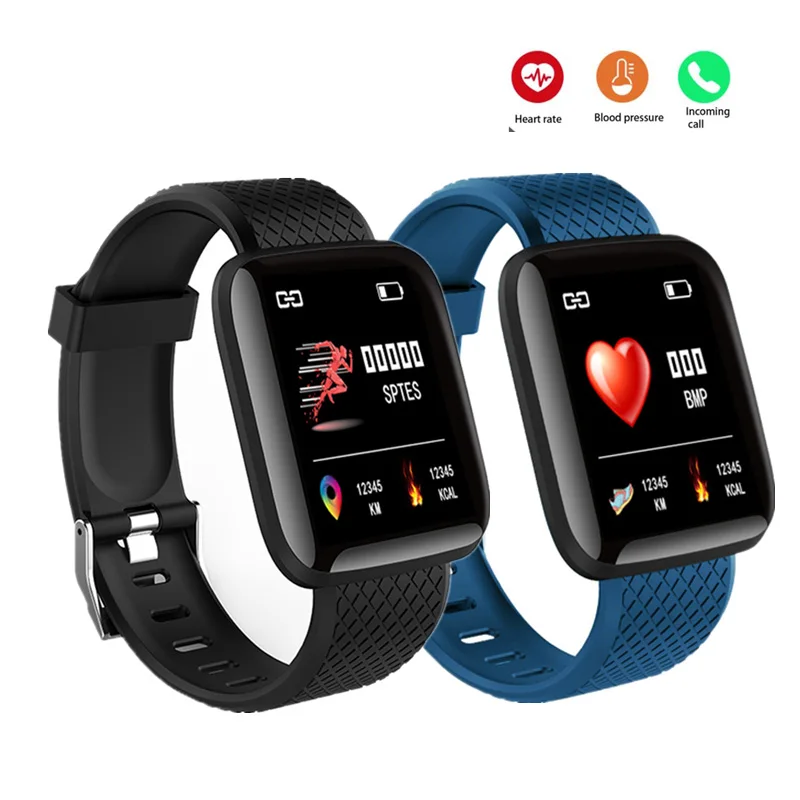 

116 PLUS Smart Bracelet Color Screen Heart Rate Blood Pressure Monitoring Track Movement IP67 Waterproof Smart Watch Women Men