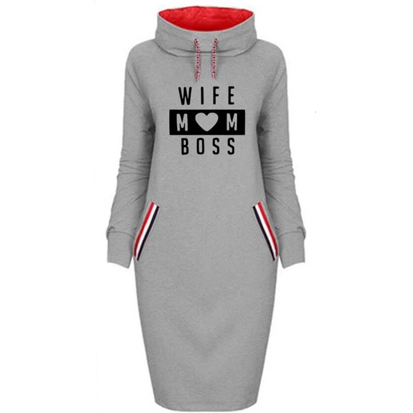 wife mom boss hoodie dress