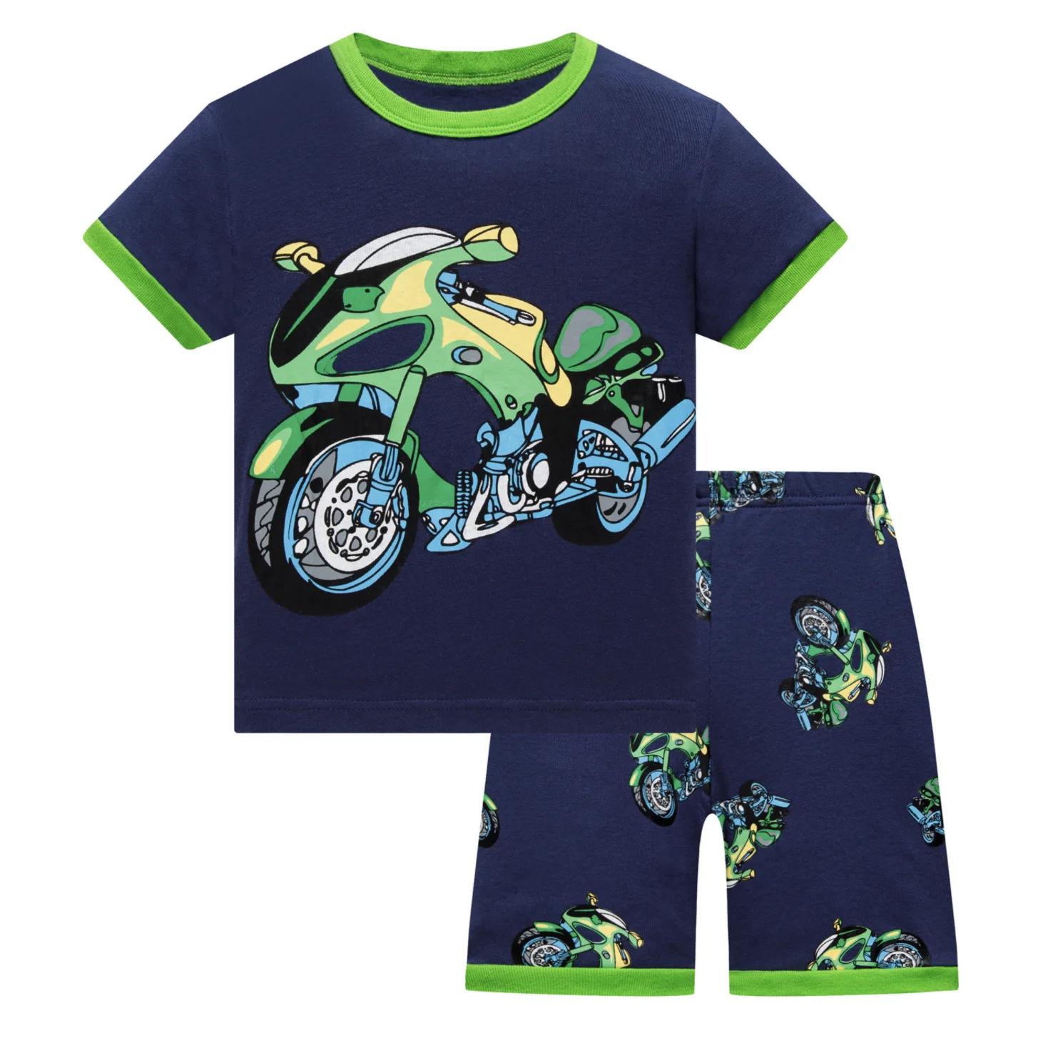 Новые летние детские пижамы для мальчиков, футболка с коротким рукавом из 100% хлопка + шорты, комплекты одежды для сна