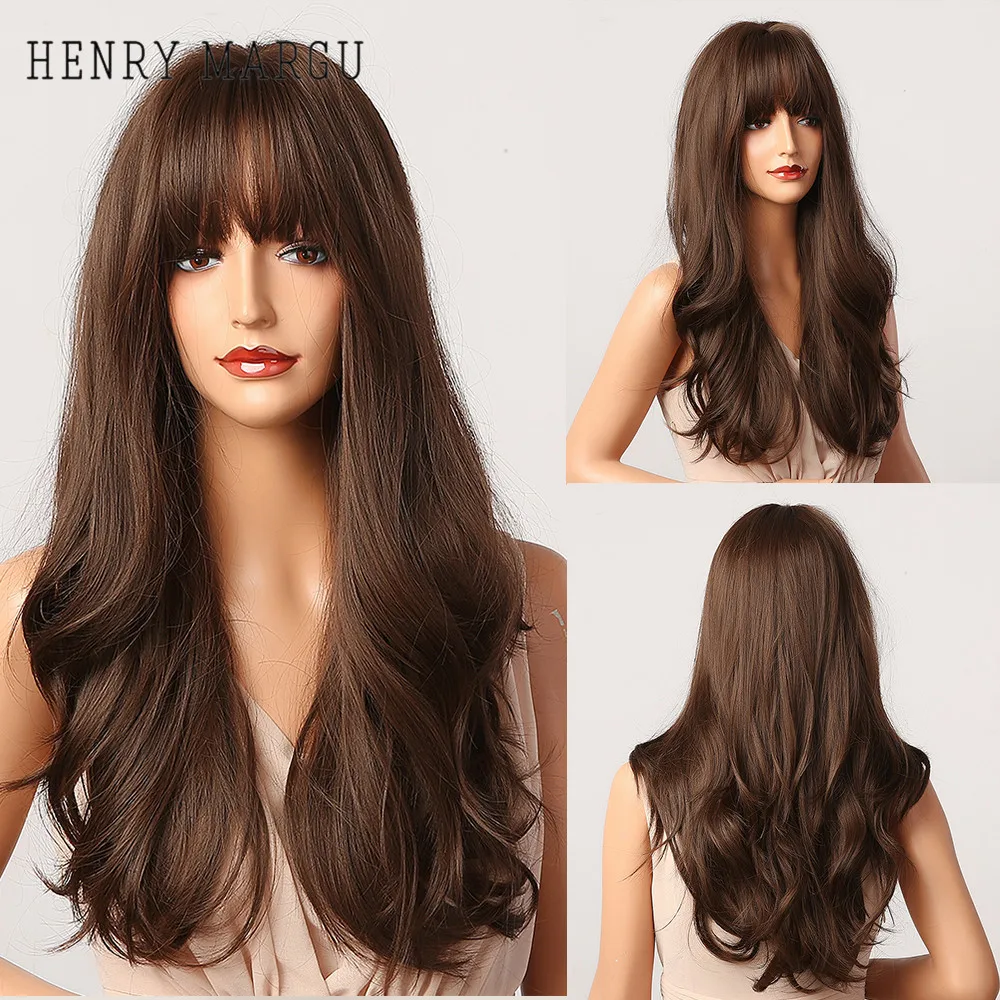 Hot Item Synthetic Wigs Hair Bangs Wavy Cosplay Lolita Party Dark-Brown Long Black-Women Heat-Resistant xmQKMXd1W5r