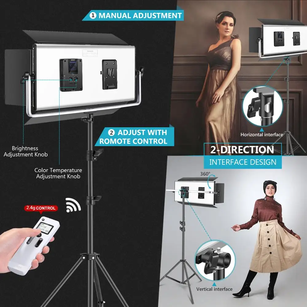 Neewer Advanced 2 4G 1904 светодиодный светильник для видеосъемки двухцветная панель с